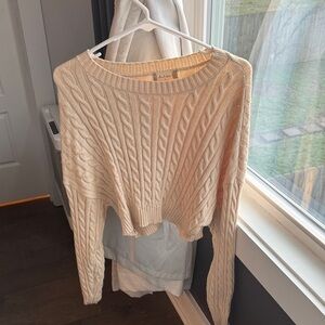 Altar'd State Cream Cable Knit Sweater